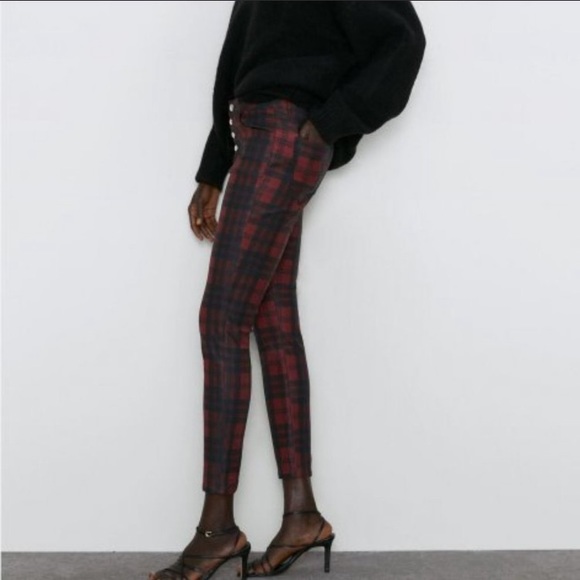 NWT Zara beautiful plaid mid waist pant, size 4 - Picture 2 of 7